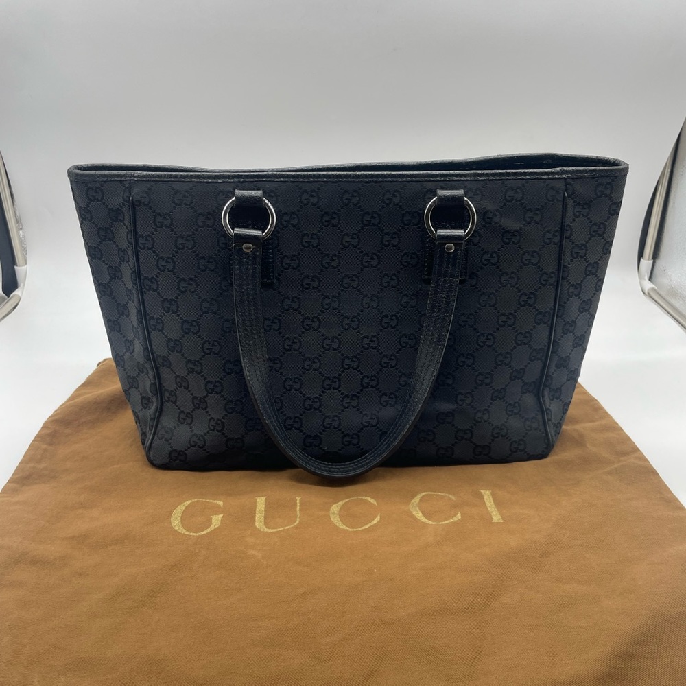 * GUCCI Tote Bag * Black Canvas Authenti